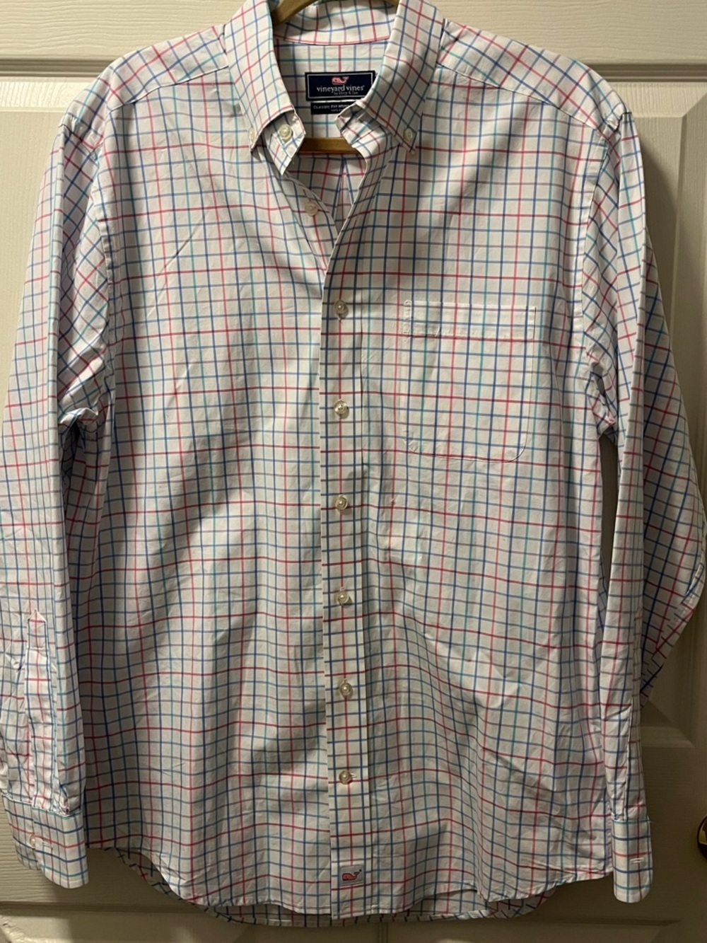 Vineyard Vines Men’s White Plaid Button Down‎ Classic Fit Murray Shirt Size Med